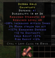 Rare Gloves +20% IAS/3%ml/157%ed/12 Dex/Cr 27%/Fr 12%